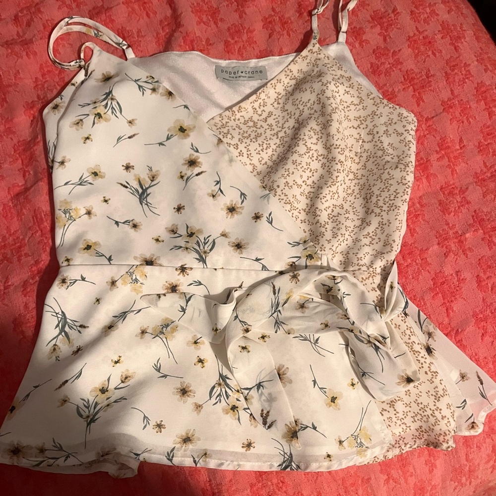 Floral Wrap Top with Tie Detail